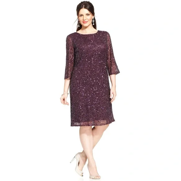 Pisarro Nights Draped Back Cowl Back Beaded Sequin Sheath Dress in Size 6 - Picture 1 of 5